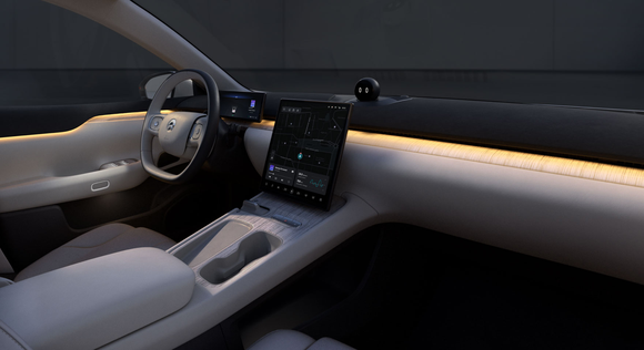 Interior of NIO ET7 electric luxury sedan.