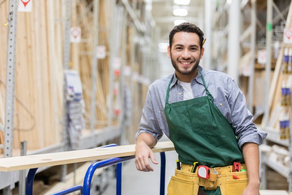 A worker in a home improvement store.