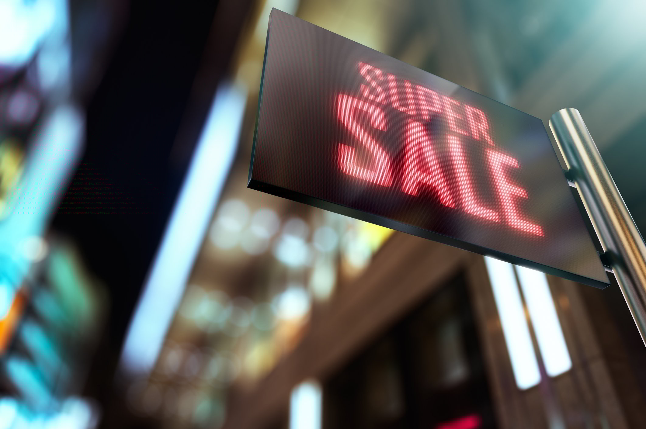Sale Sign LED Discount Stock Invest Retire Getty
