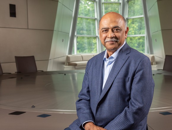 A portrait-style photo of IBM CEO Arvind Krishna.