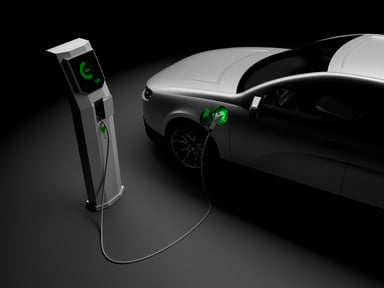An electric car getting charged.
