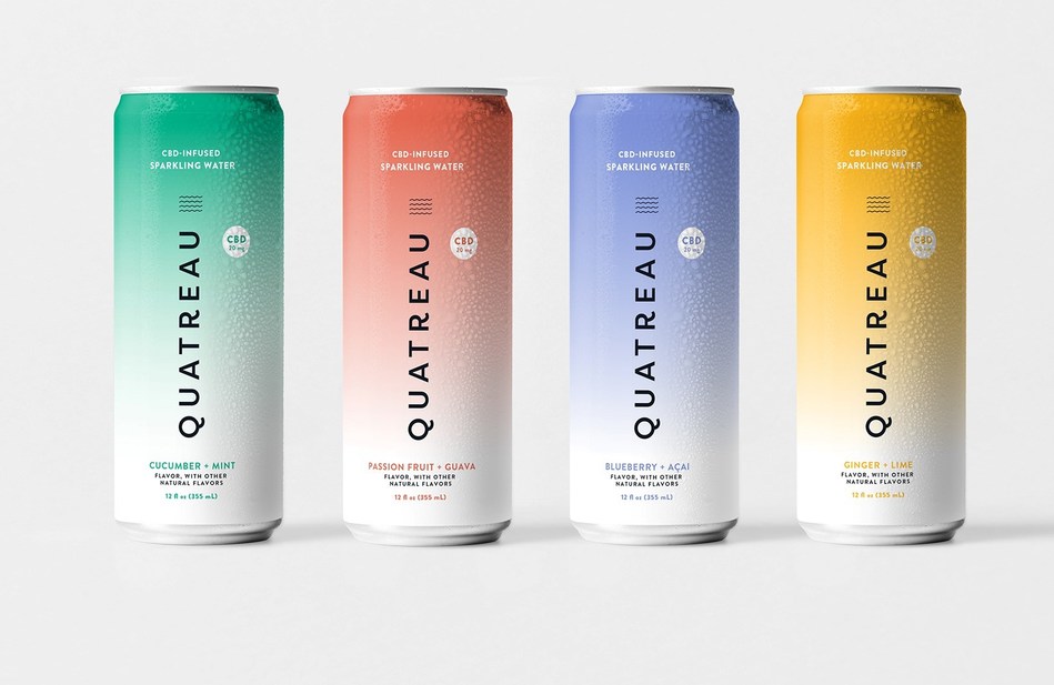 Cans of Quatreau CBD-infused sparkling water