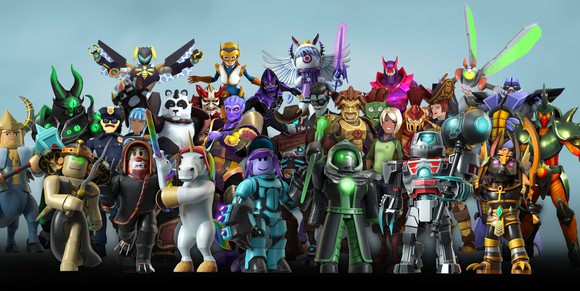 A lineup of avatars available on Roblox.