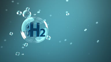 The chemical symbol for hydrogen in a bubble.