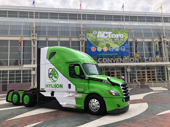 A Hyliion demonstration truck. 