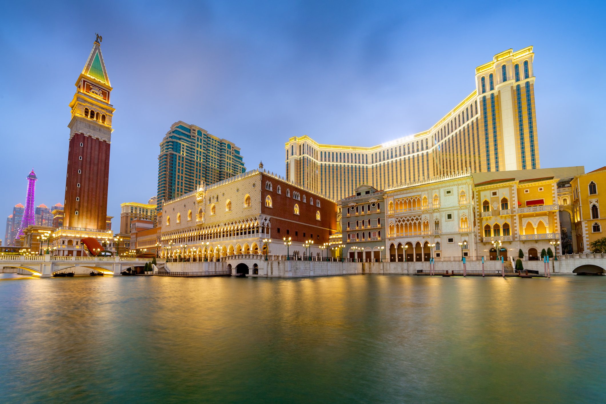 The Venetian Macau on a cloudy night. 