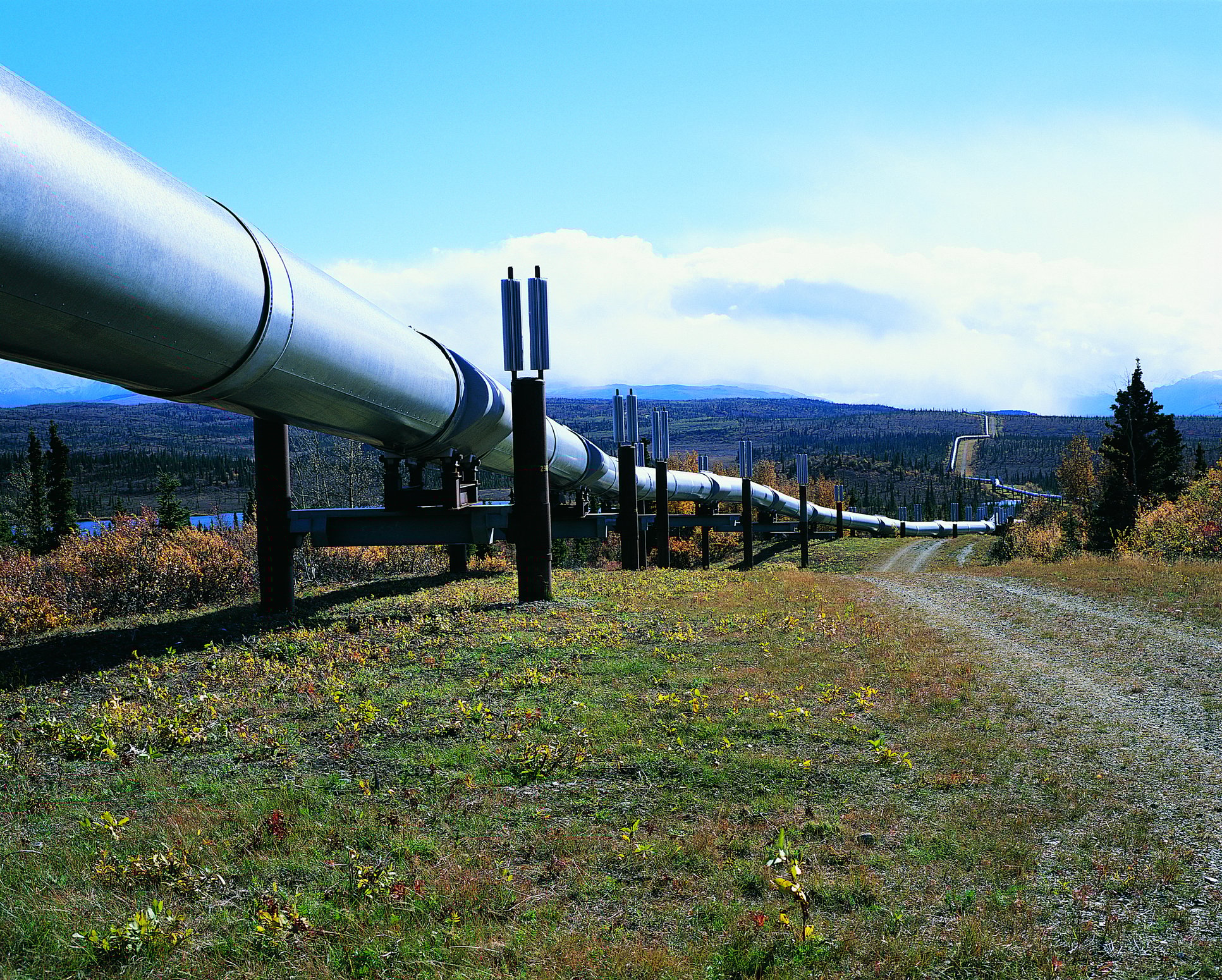 An above-ground pipeline. 