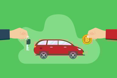 Person buying a new car with bitcoin Getty