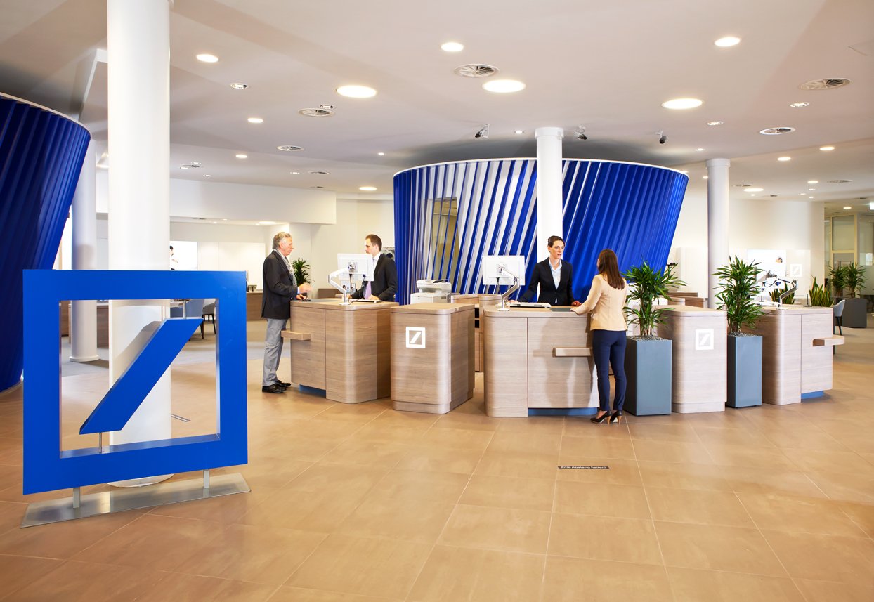 Picture of inside of a Deutsche Bank office.