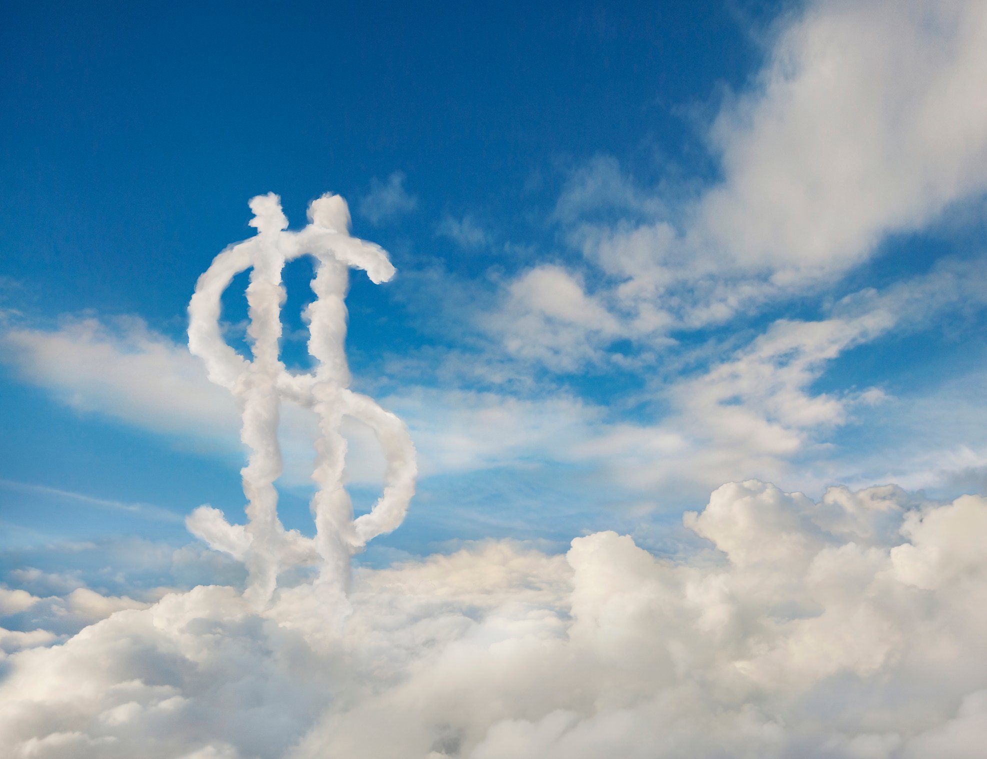 A cloud in the shape of a dollar sign. 