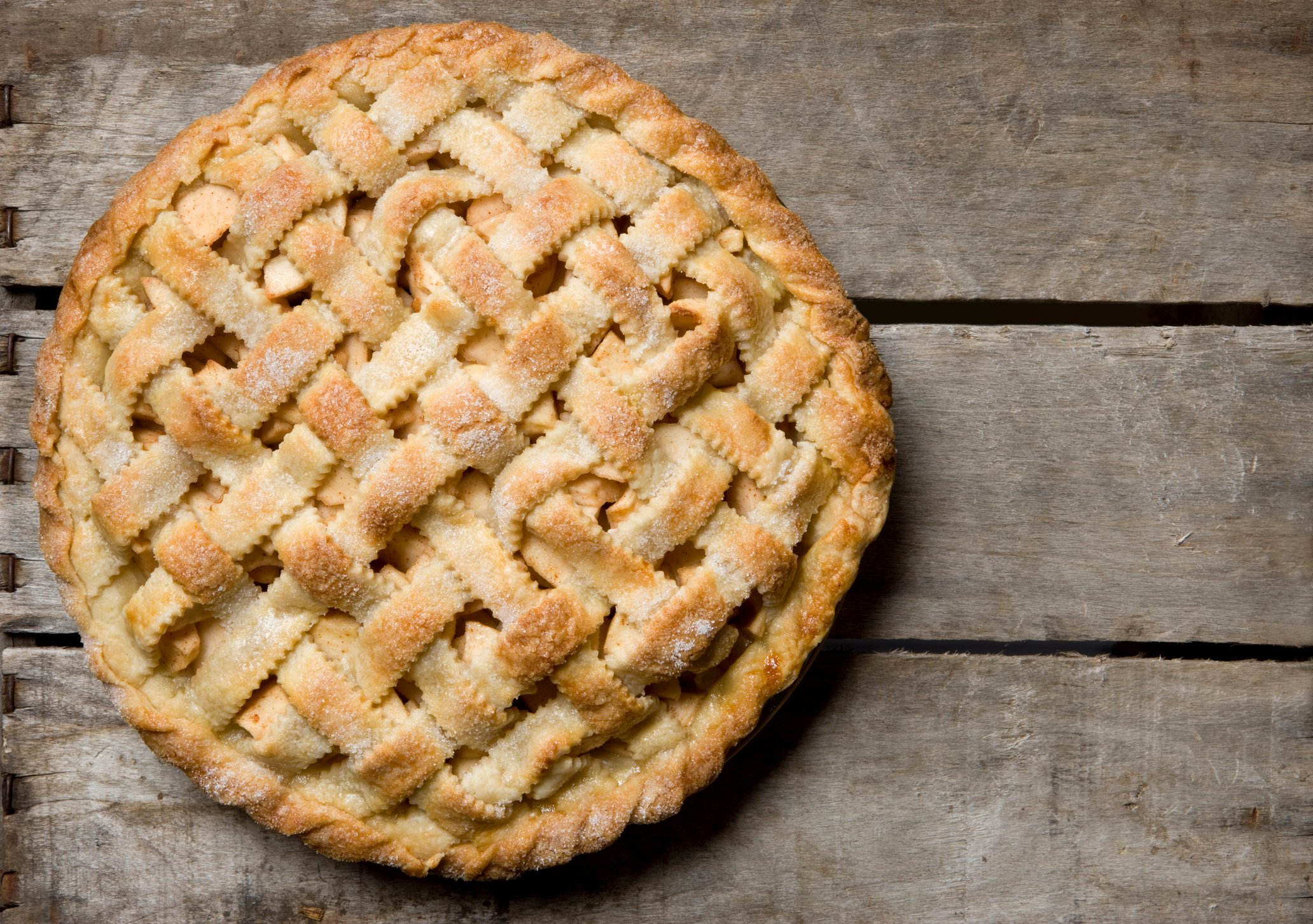 Apple pie with lattice crust.