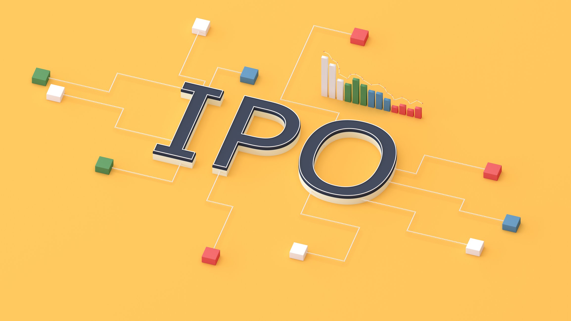 The letters "IPO" on a yellow background.