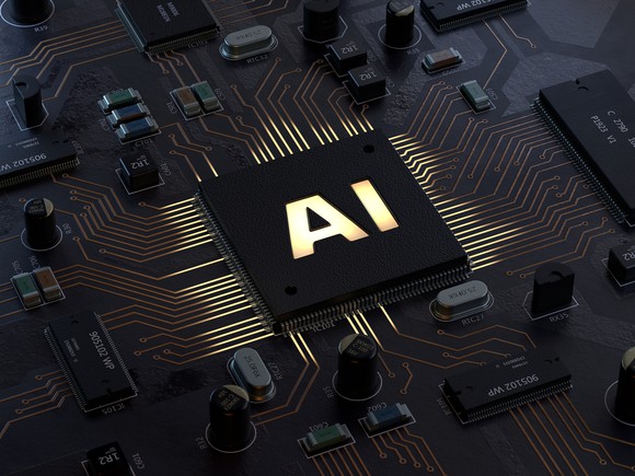 A microchip with the letters "AI" on it.