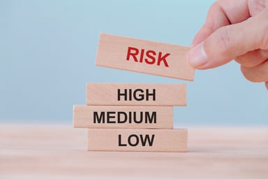 Risk - medium, high, low wood blocks
