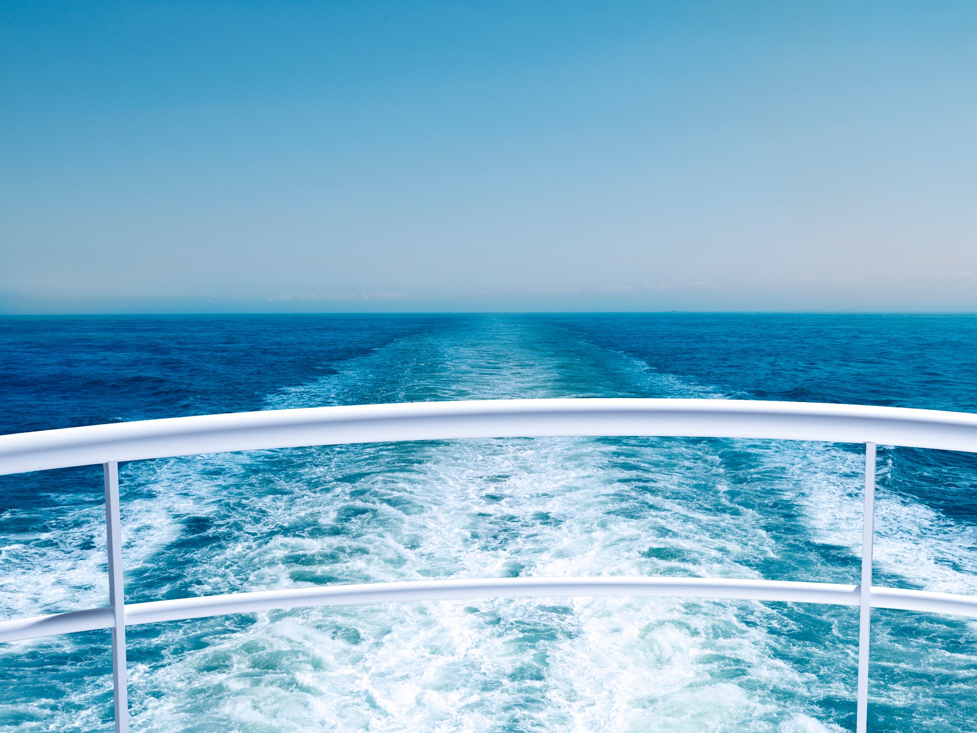 View of the ocean from the stern of a cruise ship