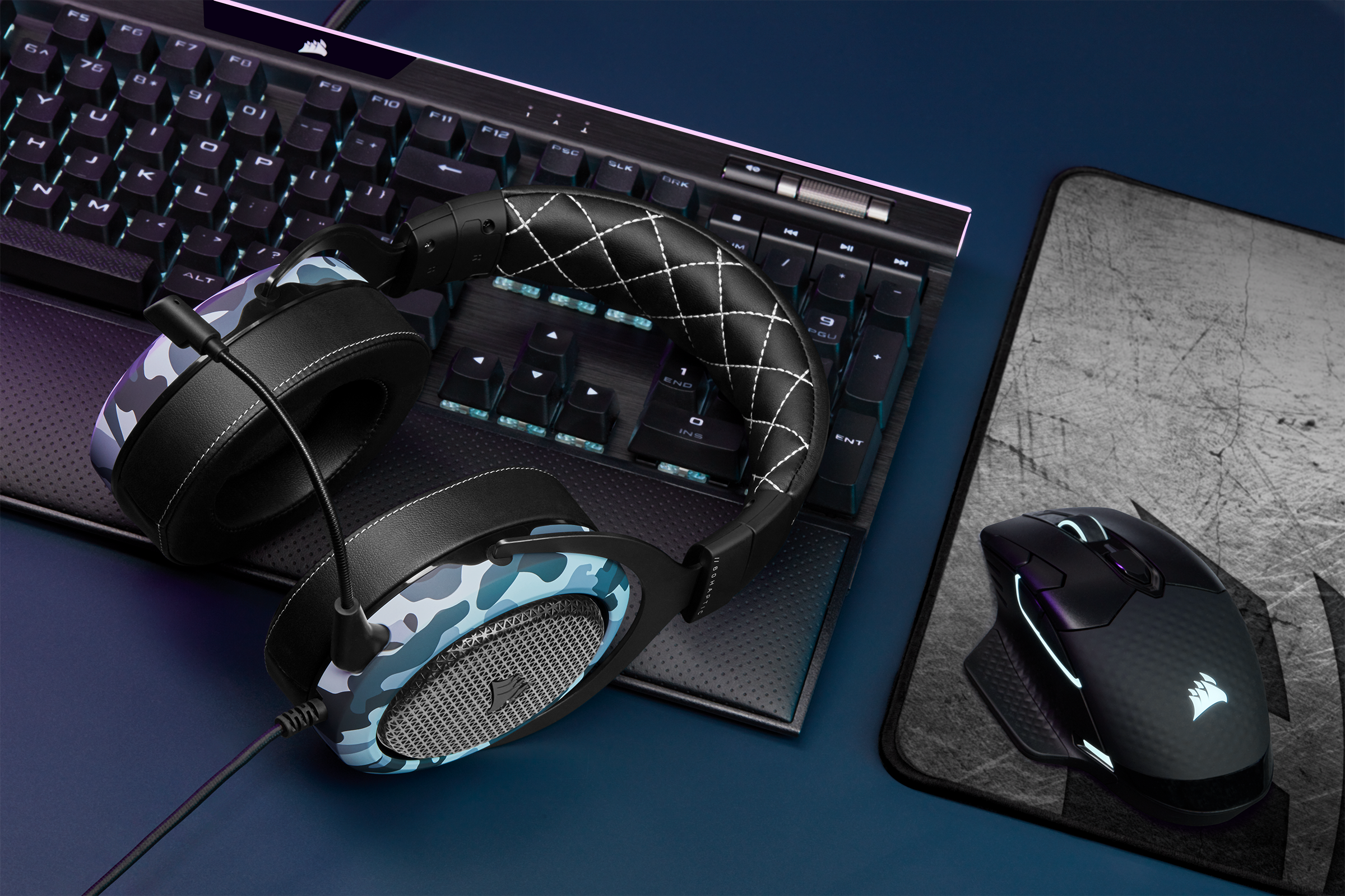 Corsair keyboard, mouse, and headset