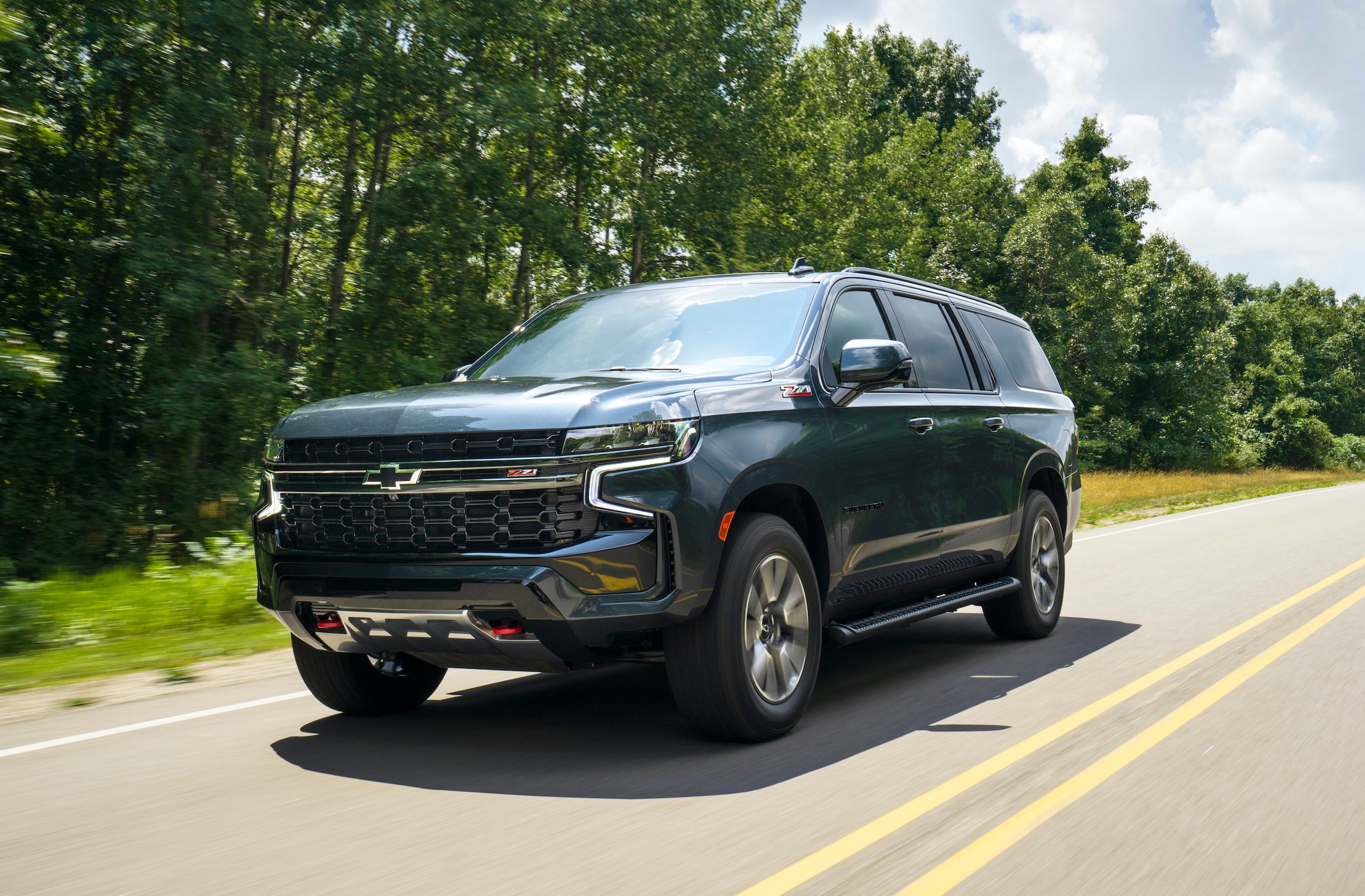 A 2021 Chevrolet Suburban, a large truck-based SUV 