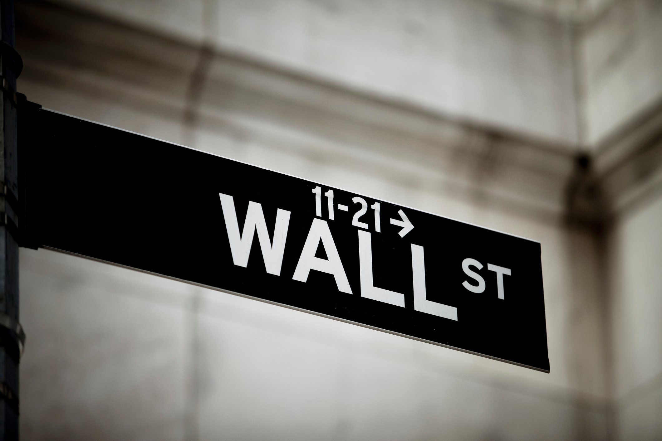 A Wall St street sign.