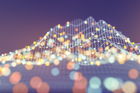 A wireframe map of a mountain.