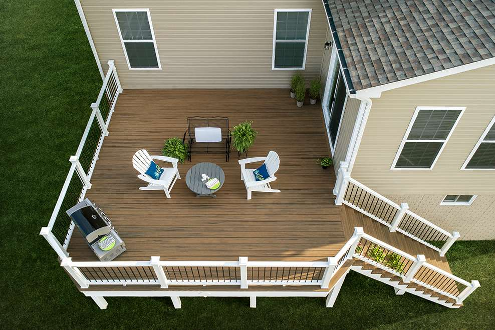 overhead view of Trex composite backyard deck
