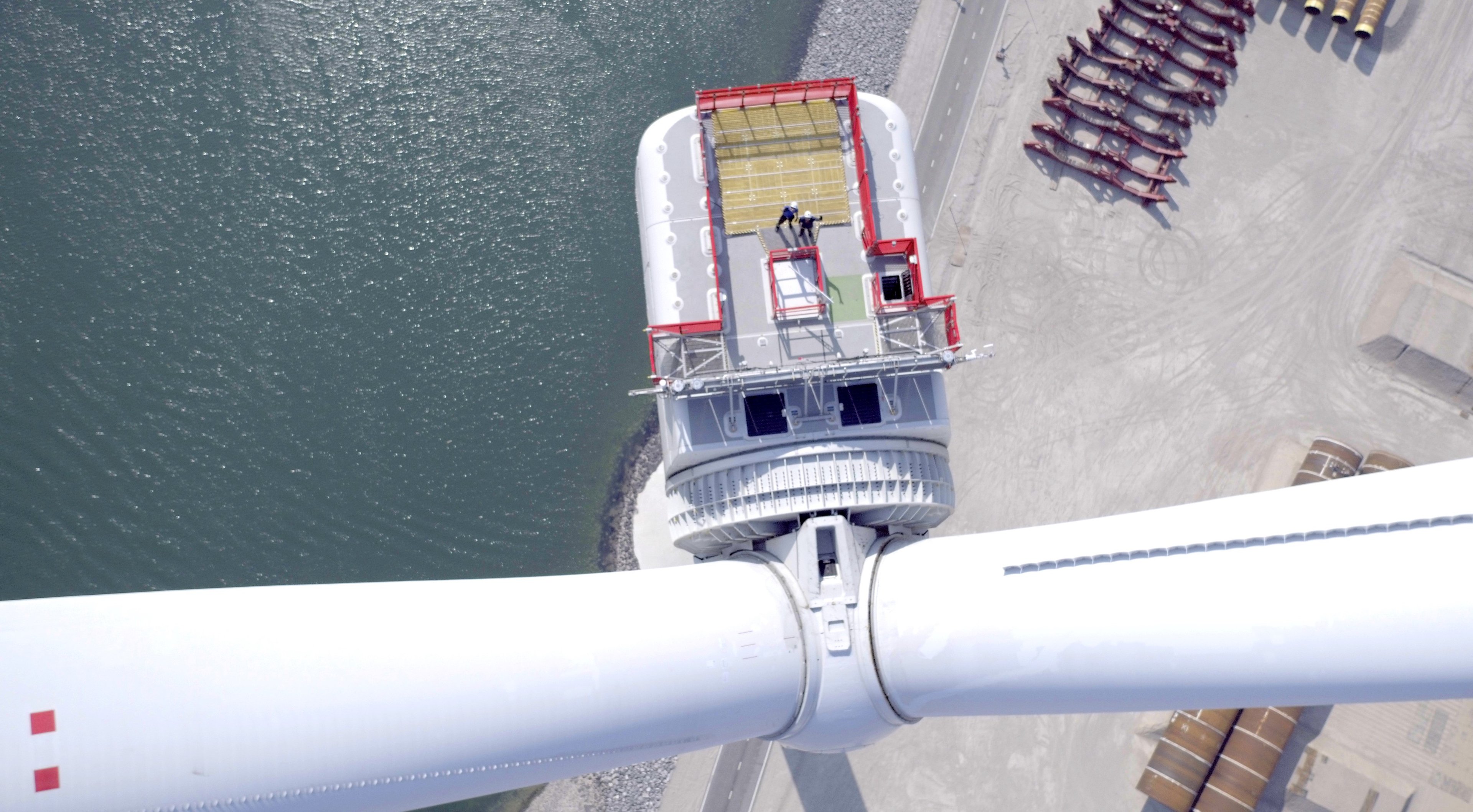 view looking down on GE Haliade-X offshore wind turbine