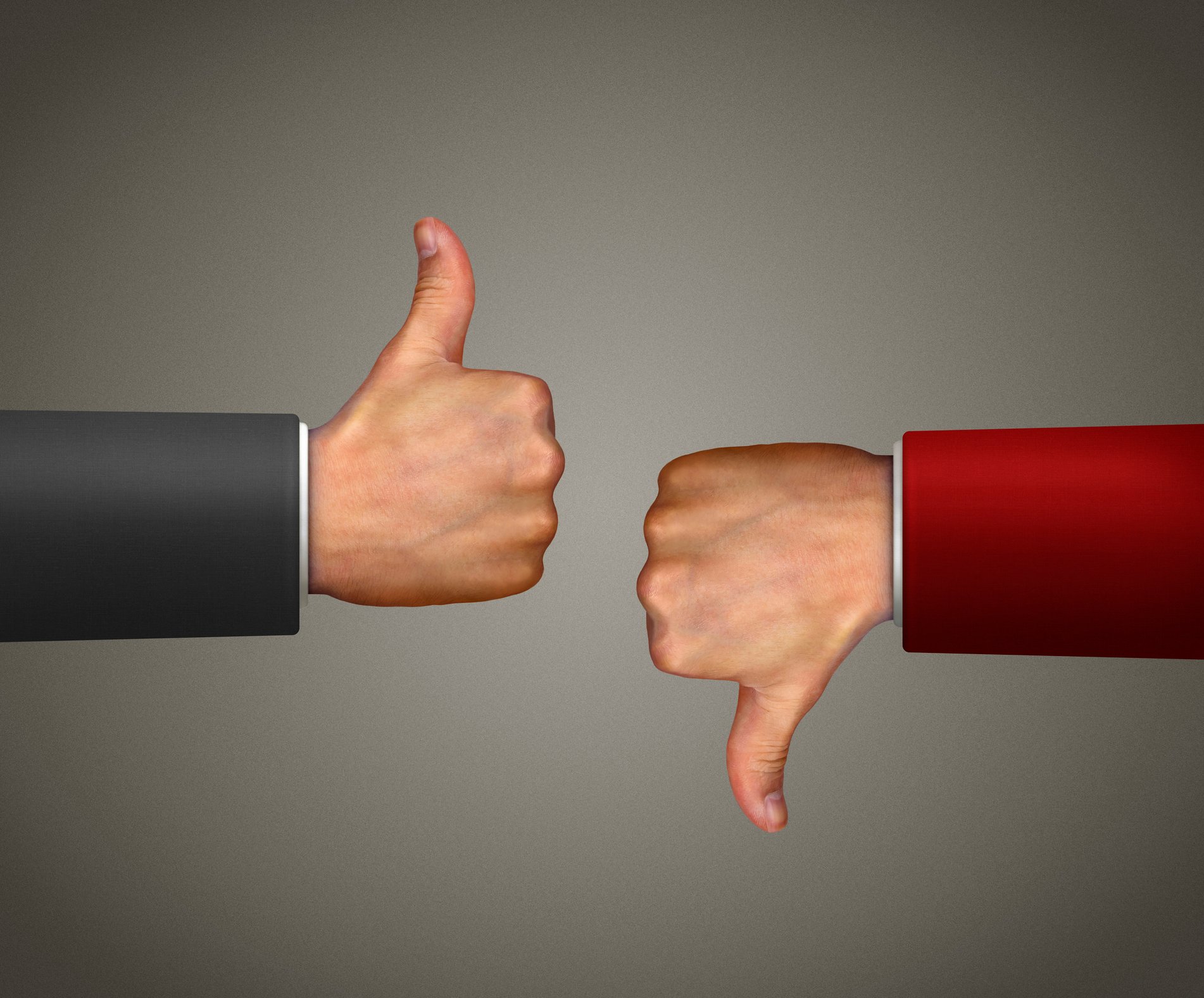 One thumbs up, and one thumbs down.