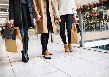 women shopping in a mall