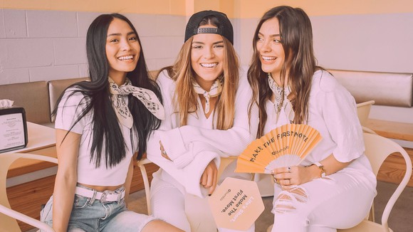 Three of Bumble's "brand ambassadors" promote the app.