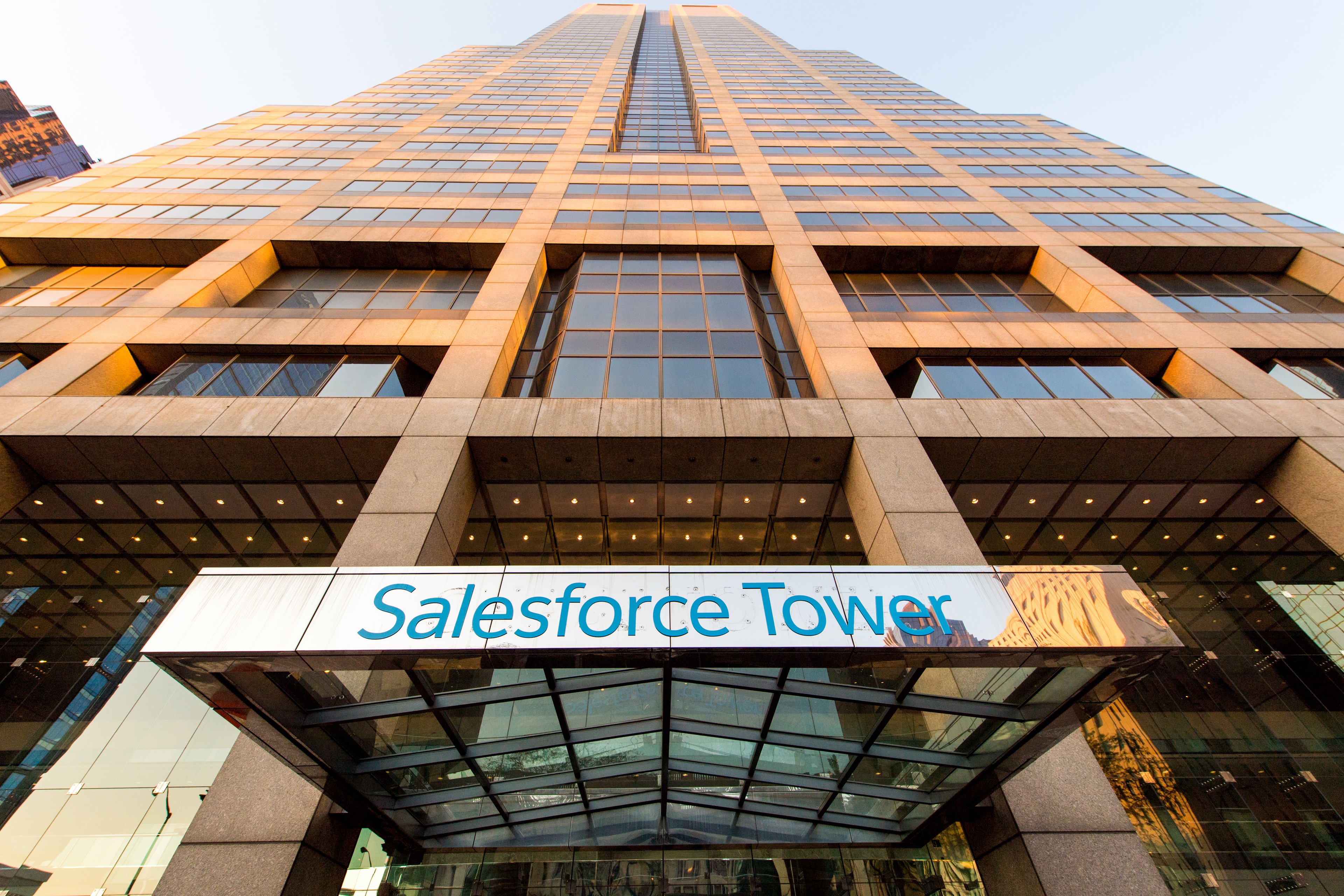 Entryway to Salesforce Tower in Indianapolis.