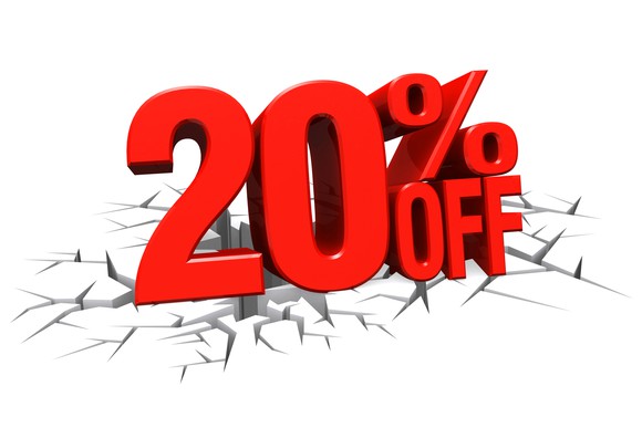 20% off letters cracking a floor