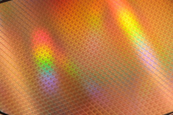 A silicon wafer of chips.
