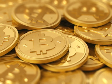 pile of bitcoin tokens