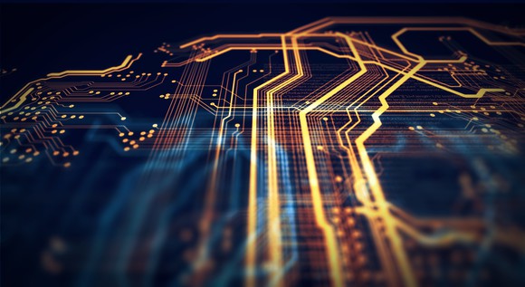 A photo of an embedded processor.