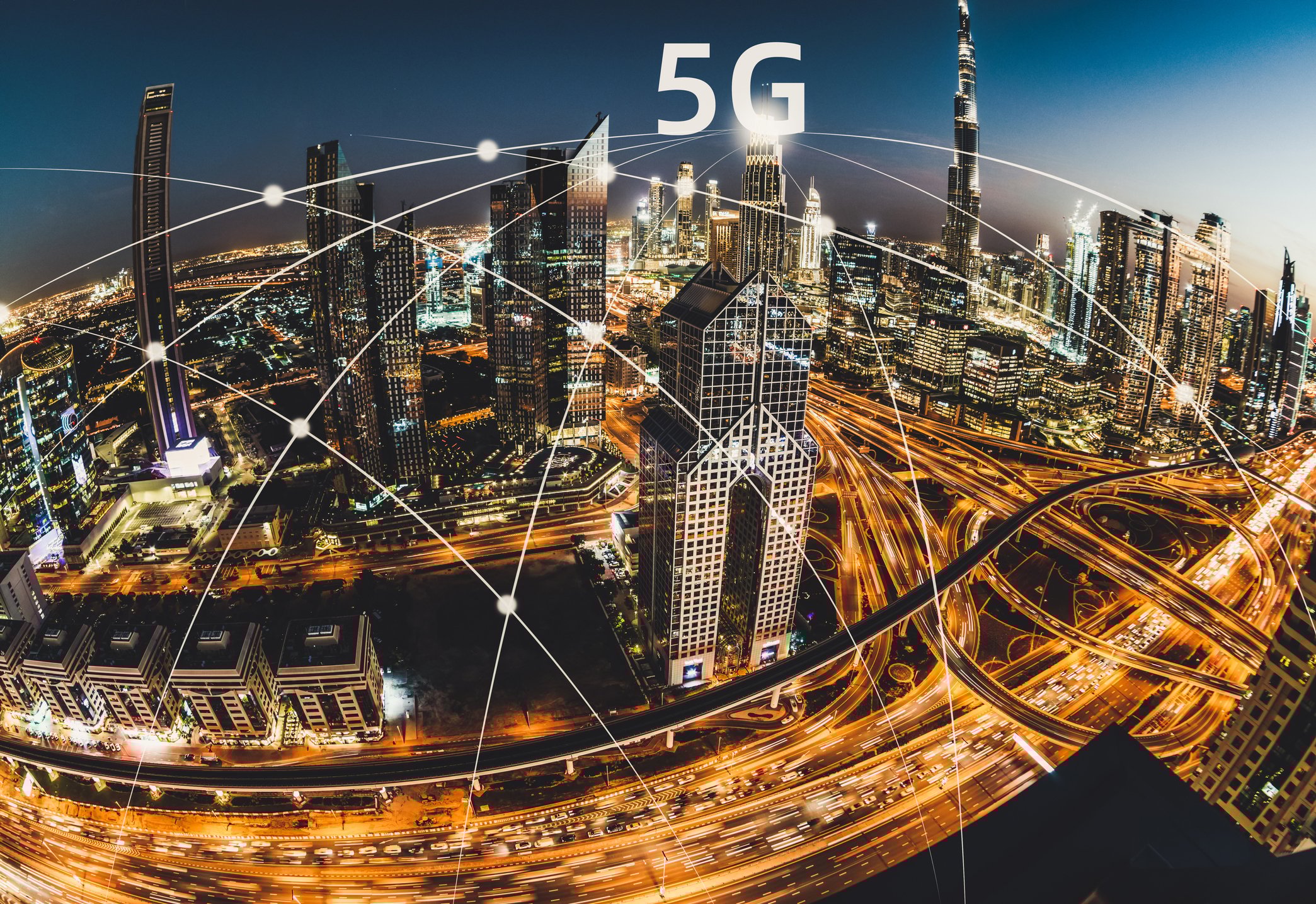 A city connected with 5G.
