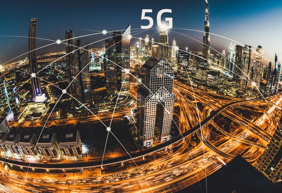 A city connected with 5G.
