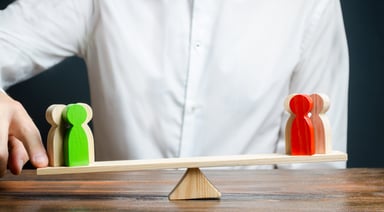 Scale with balance tipped slightly