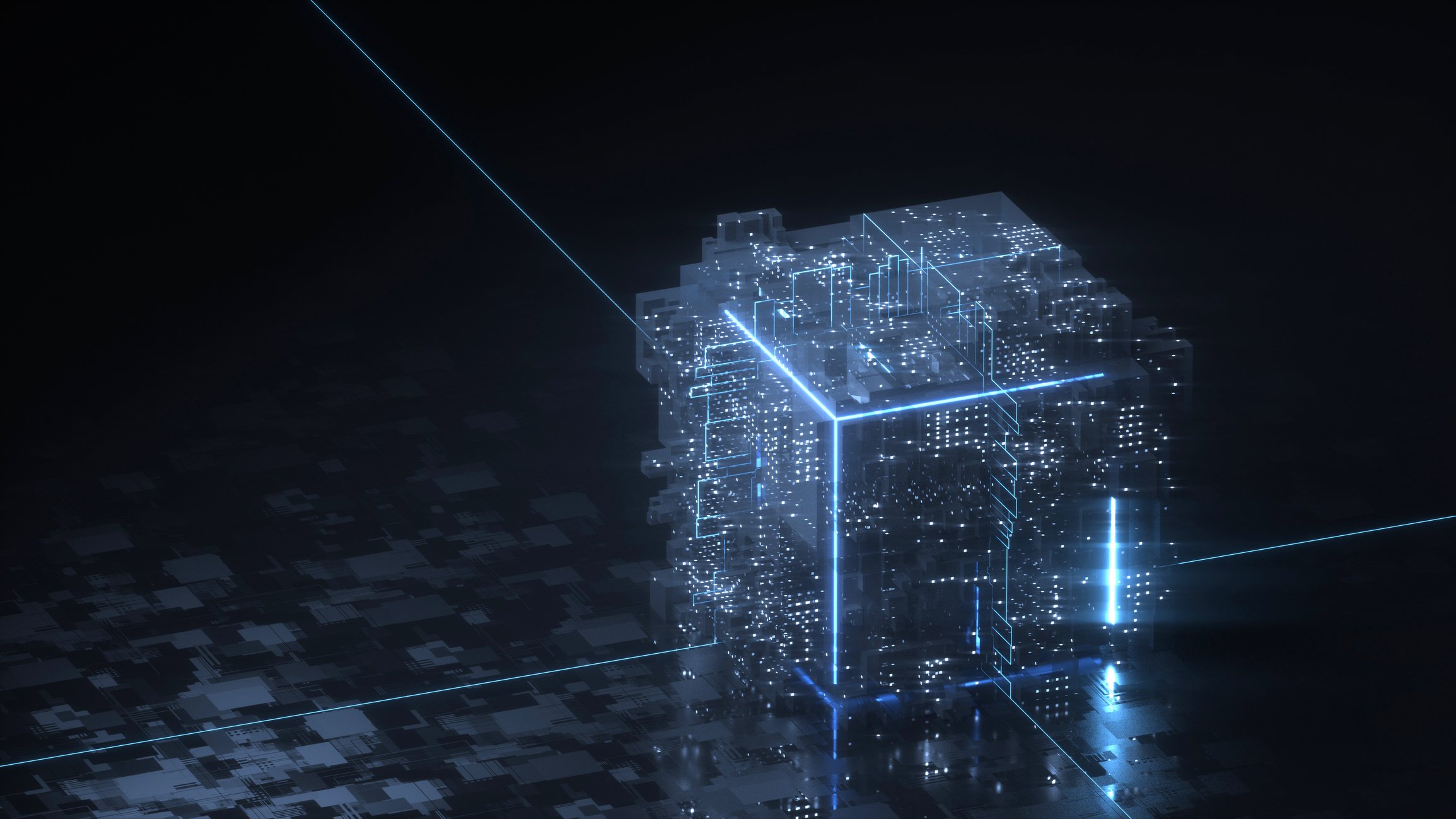 Block of nebulous data with glowing edges -- symbolizing a block on the blockchain.