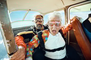 Getty - afraid fear excitement skydiving