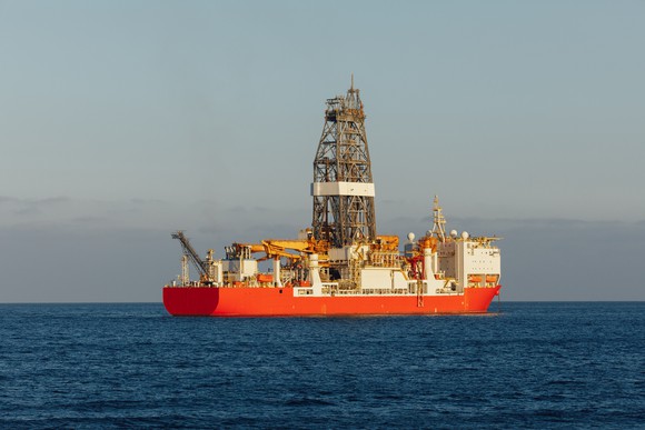 Offshore drillship at sea