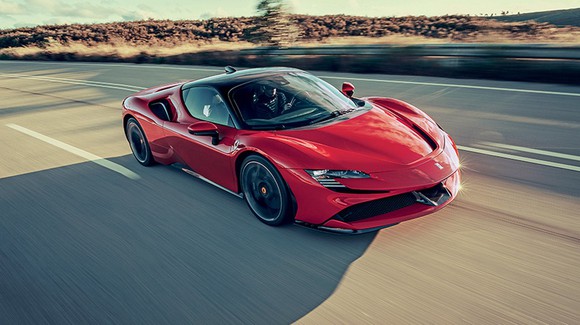 Ferrari's SF90 Spider plug-in hybrid in red
