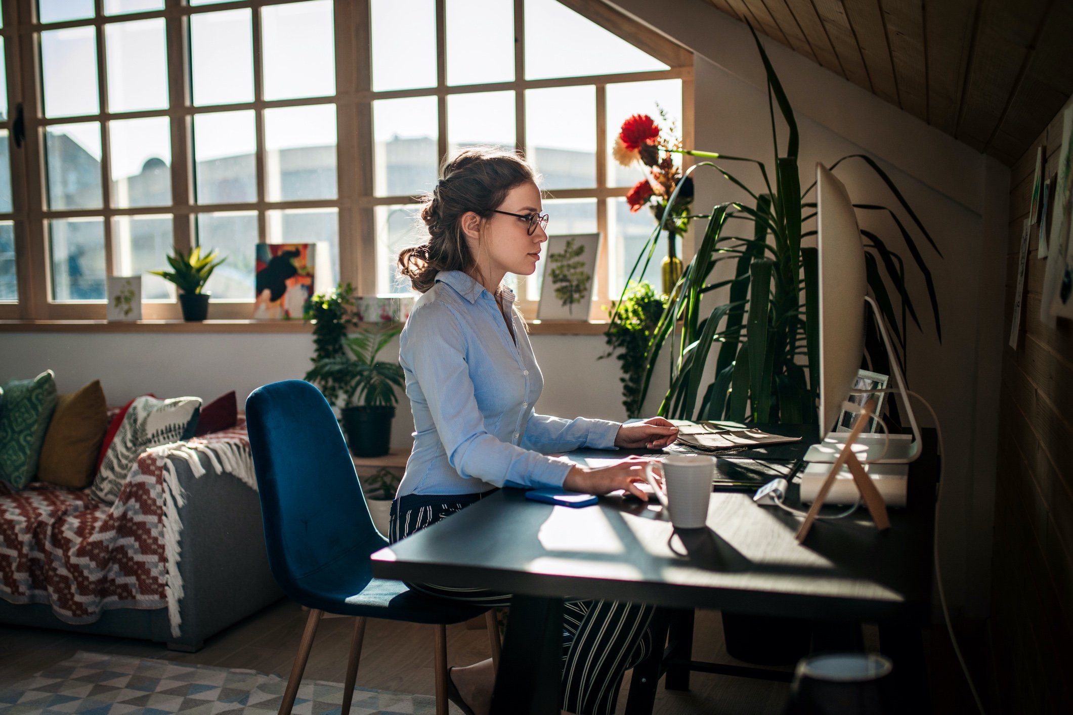 Woman working from home