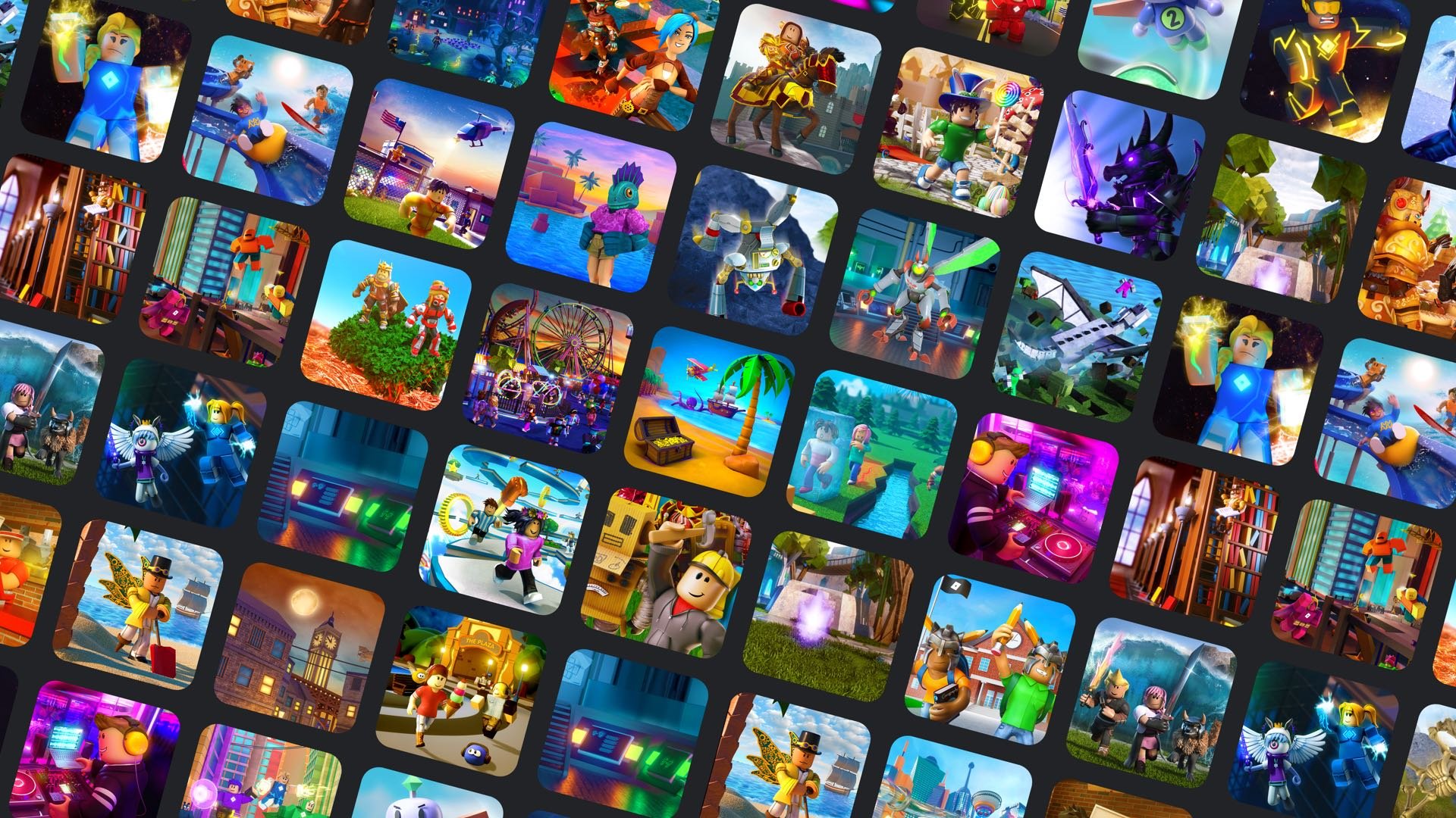 A mosaic of Roblox games.