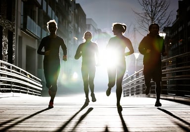 jogging in a group