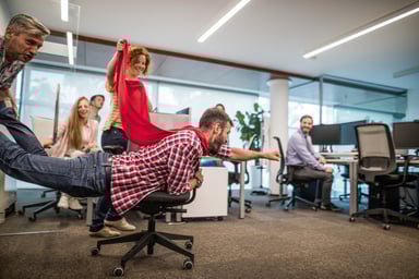 employees having fun at the office