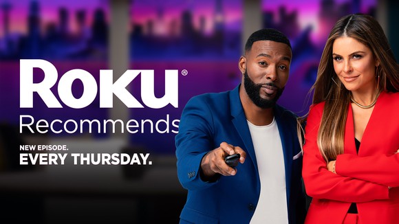 Co-hosts Maria Menounos and Andrew Hawkins, starring in TV show Roku Recommends.