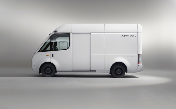 White Arrival electric delivery van.