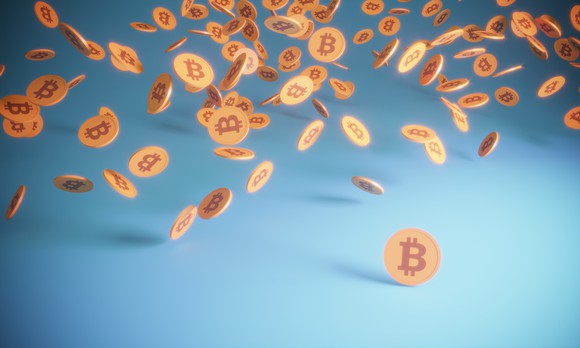 Bitcoins falling from the sky.