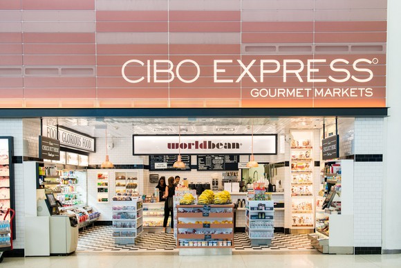 The exterior of a CIBO Express airport shop