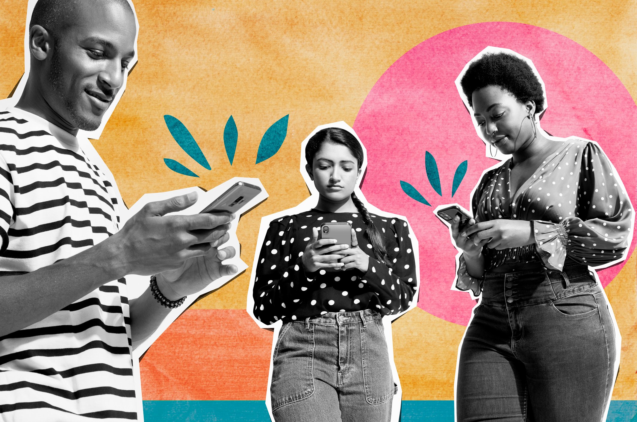 Three people using their phones.