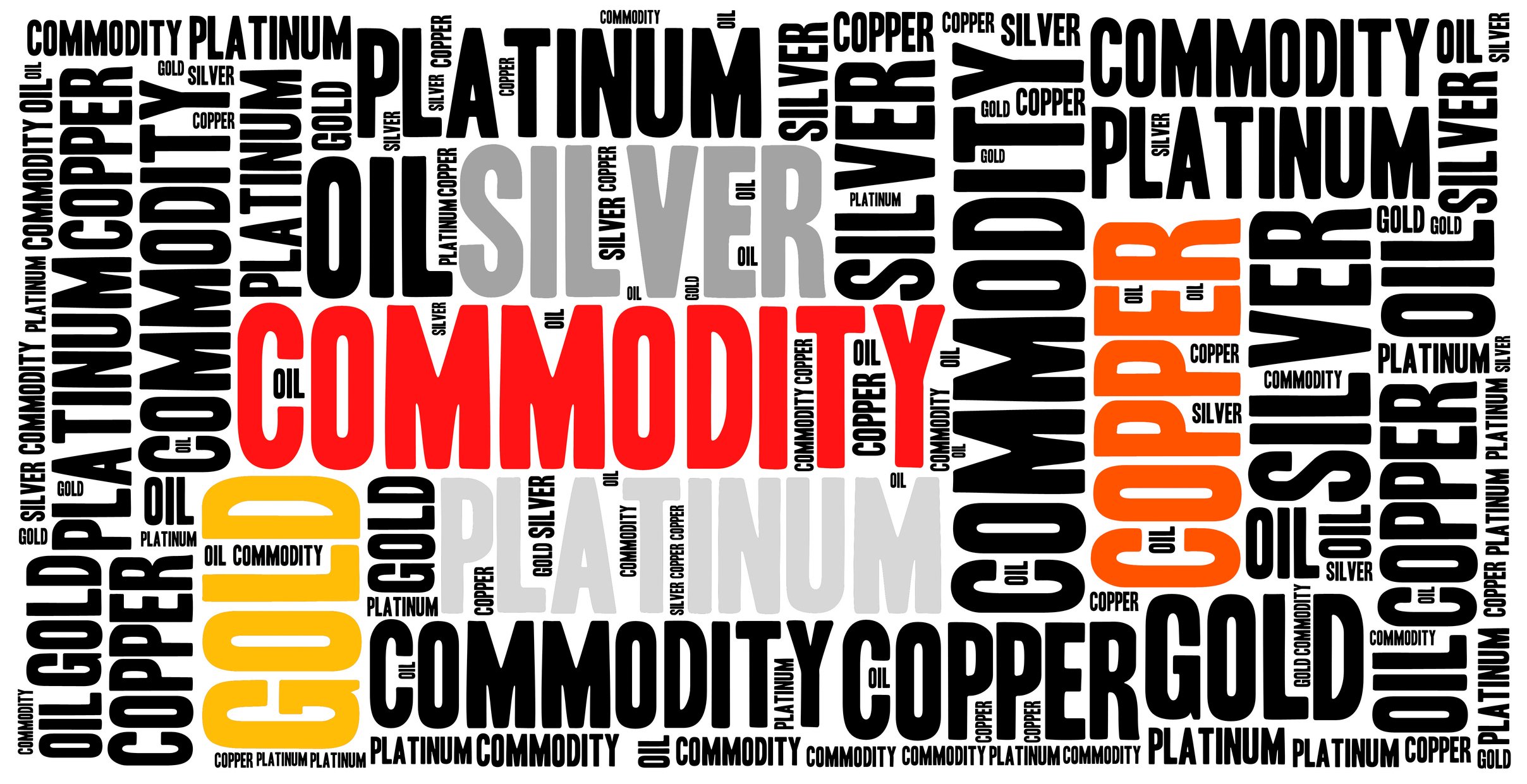 montage of commodity names including copper, gold, platinum.
